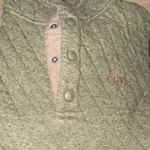 Orvis Olive Quilted Pullover with Button Accents